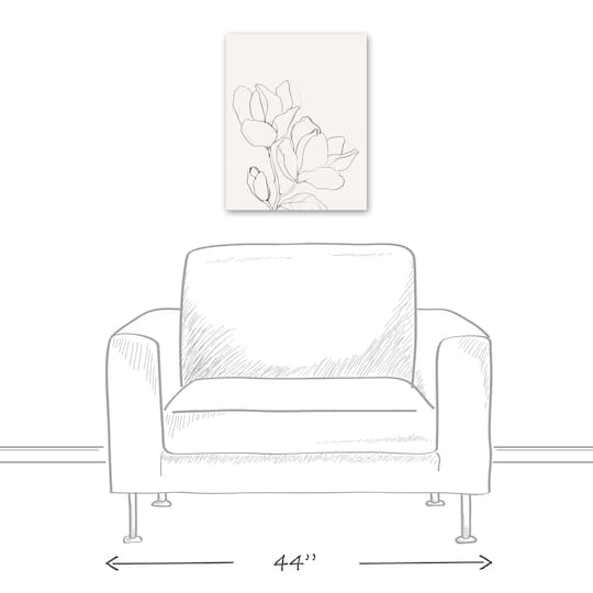 Magnolia Line Drawing 16" x 20" Canvas Wall Art